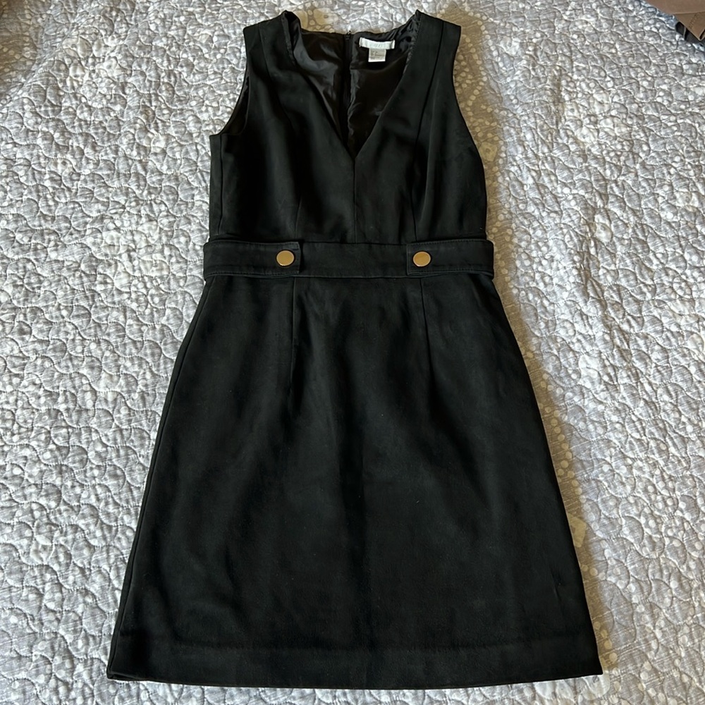 H&M velvet v neck sleeveless cocktail/ work dress black size 4